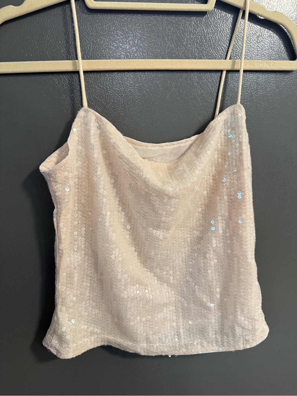 Beaded Champagne Sequin Cami Top - Women